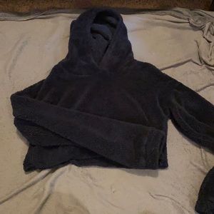 Fuzzy crop top sweatshirt